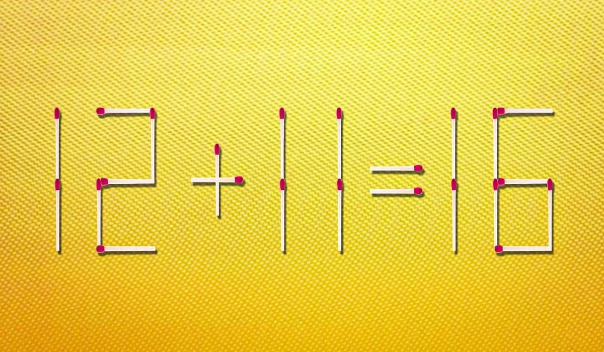 Ordnen Sie das Streichholz so um, dass der mathematische Ausdruck in der Abbildung richtig ist